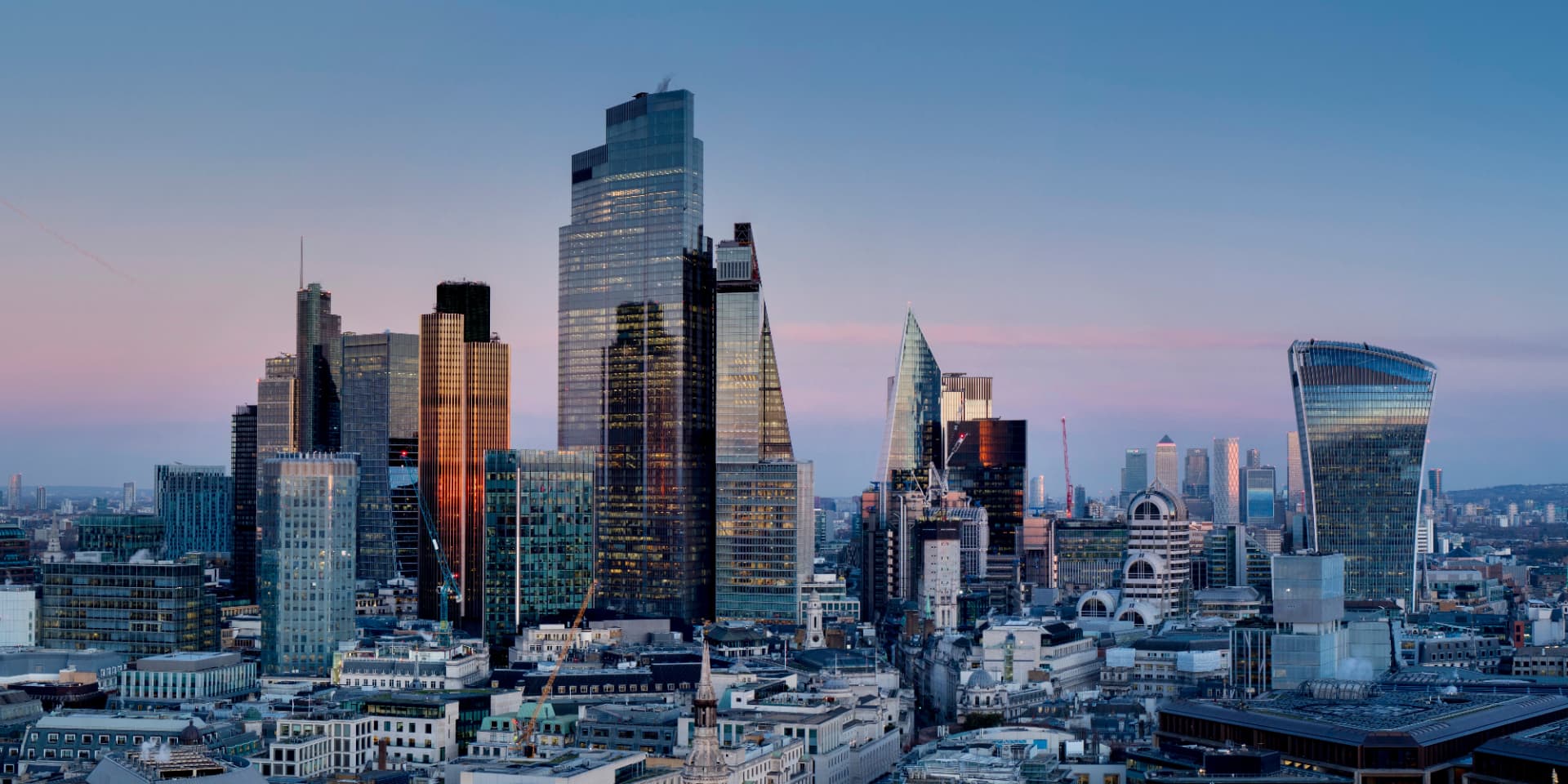 London skyline at dusk from the river